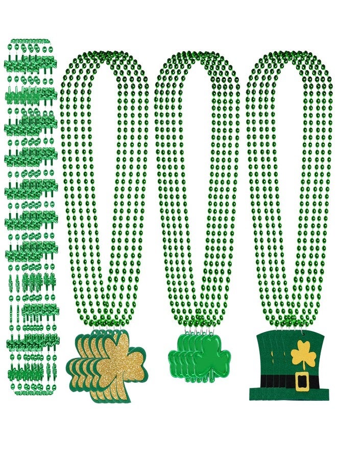 Ishua 20 Pcs St. Patrick's Day Necklaces Bulk Accessories - Shamrock Necklaces Green Bead Party Favors for Men Women Irish Holiday Decor St Patricks Day Accessories Supplies - Image 1