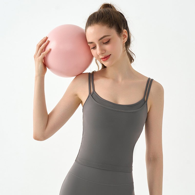Pure Want Fake Two-Piece Sling Yoga Vest Women'S Belt Chest Pad Double Shoulder Strap Spice Girls Beautiful Back Fitness Inner Top - Image 4