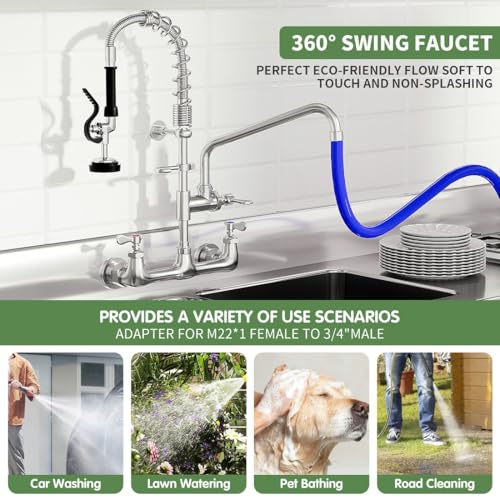 tolsuny Commercial Sink Faucet,TOLSUNY Commercial Kitchen Faucet Wall Mount with Pre Rinse Sprayer,Wall Mounted Kitchen Sink Faucet for Industrial and Restaurant Sinks. (Classic, 25) - Image 4