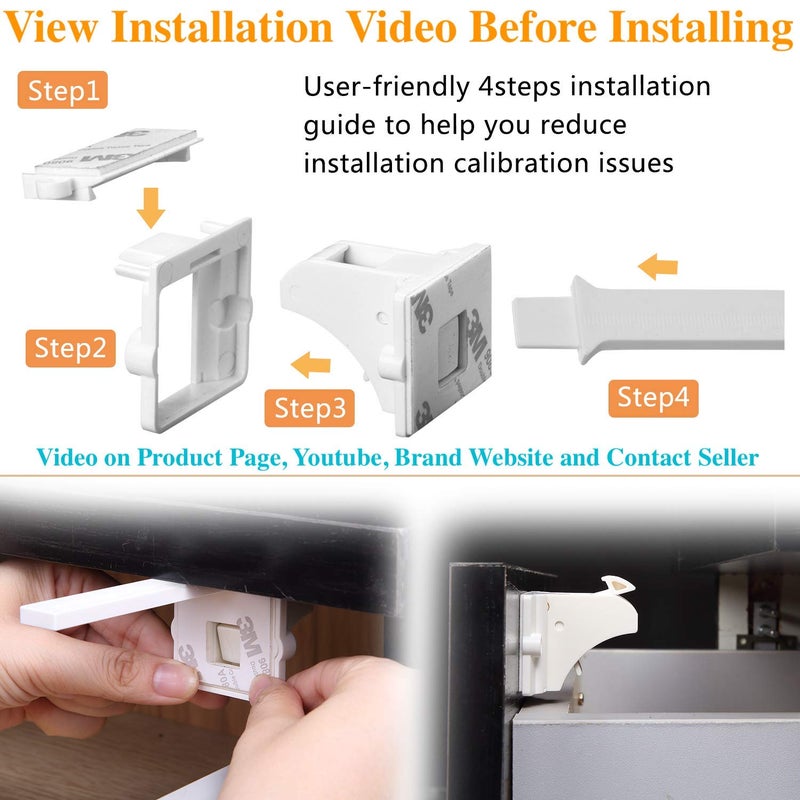 Vmaisi Adhesive Magnetic Locks for Cabinets & Drawers (32 Locks and 4 Keys) - Image 3