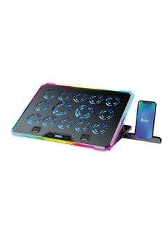 إن سي تي إس NCTS-C1419 14 fans Notebook Cooling Pad, 14 silent strong cooling fans with up to 2500 RPM, 10 modes of RGB lighting, 2 extra USB ports, adjustable height, suitable for 17 inch laptops and below, 1 year NCTS Warranty  - Image 1