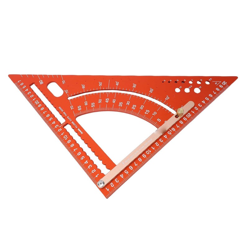 Eujgoov Aluminum Alloy Rafter Square, Protractor Miter Ruler with Engraved Scale and Angle Positioning Rod, for Woodworking Framing and Angle Measurement - Image 2