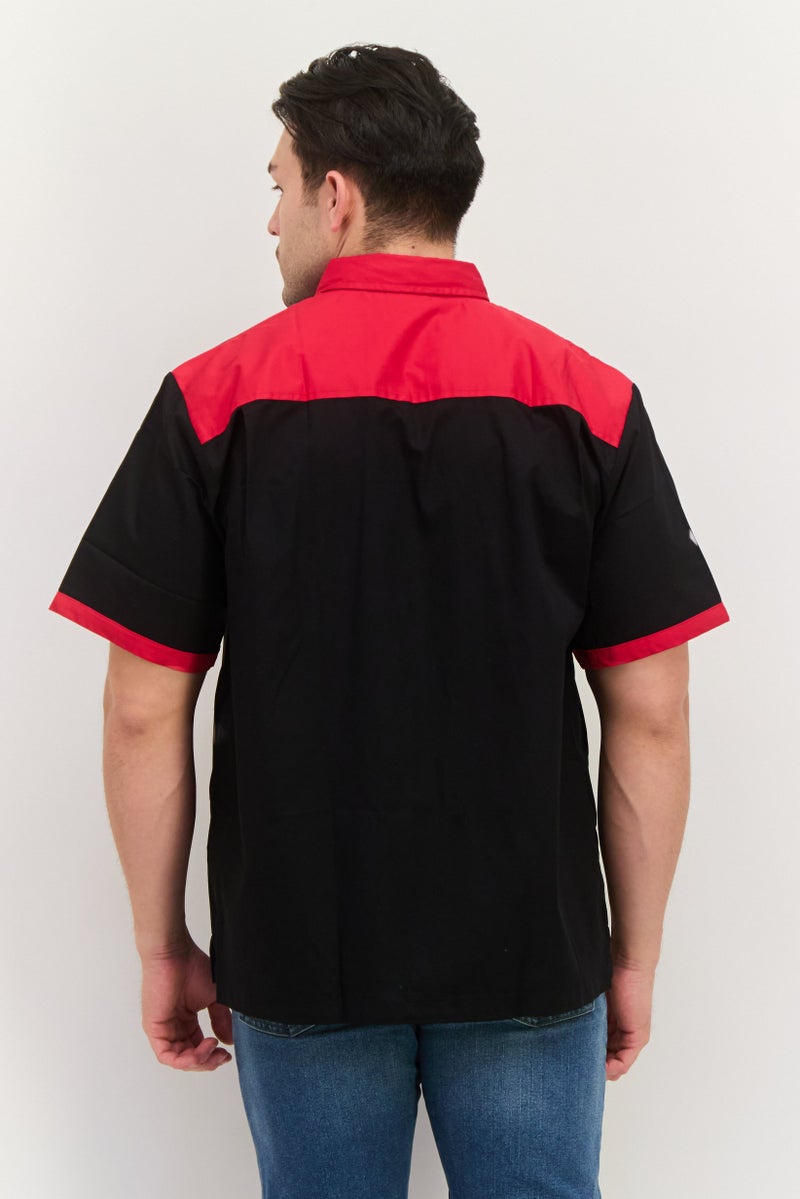 Hilton Men Regular Fit Colorblock Short Sleeves Bristol Bowling Casual Shirt, Black - Image 2
