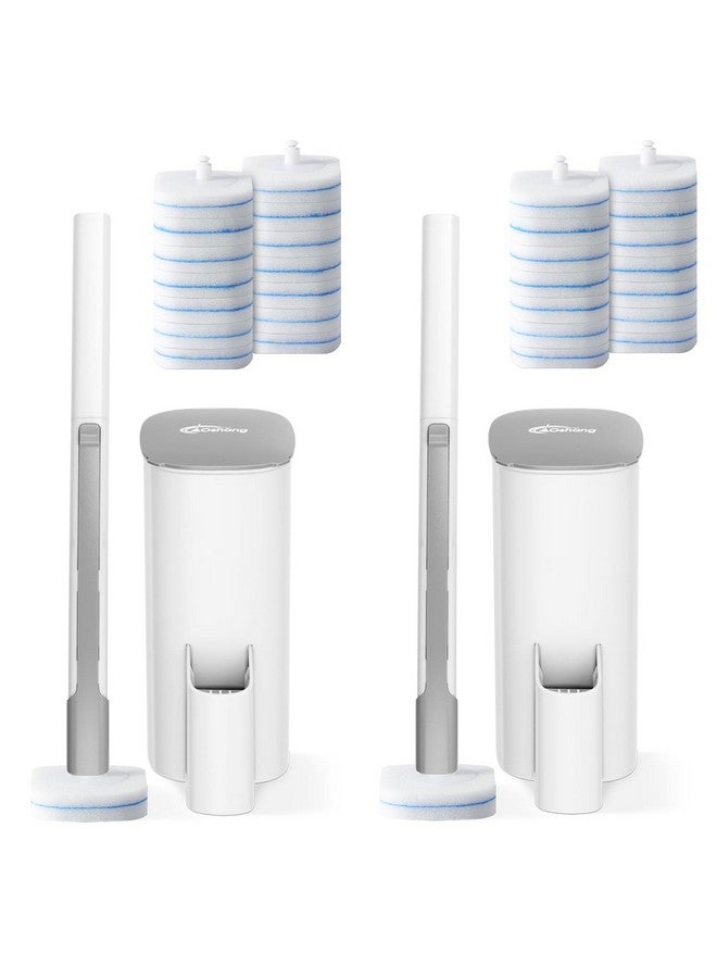 oshang Disposable Toilet Brush 2 Pack- Toilet Bowl Cleaner, Toilet Cleaning Supplies, Toilet Brush with Holder, 28 Refills for Deep Cleaning and Hygienic Bathroom Maintenance - Image 1