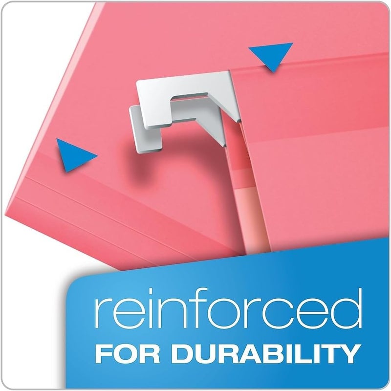 Pendaflex 04153 1/5 PIN Reinforced Hanging Folders, Legal Size, Pink, 1/5 Cut, 25/BX (4153 1/5 PIN) - Image 3