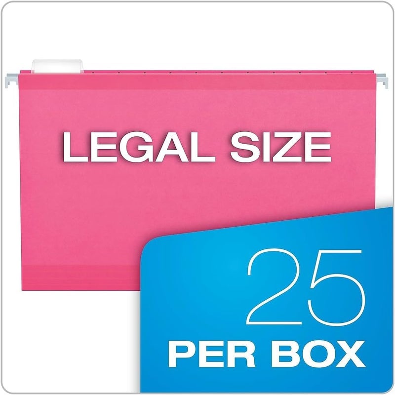 Pendaflex 04153 1/5 PIN Reinforced Hanging Folders, Legal Size, Pink, 1/5 Cut, 25/BX (4153 1/5 PIN) - Image 5