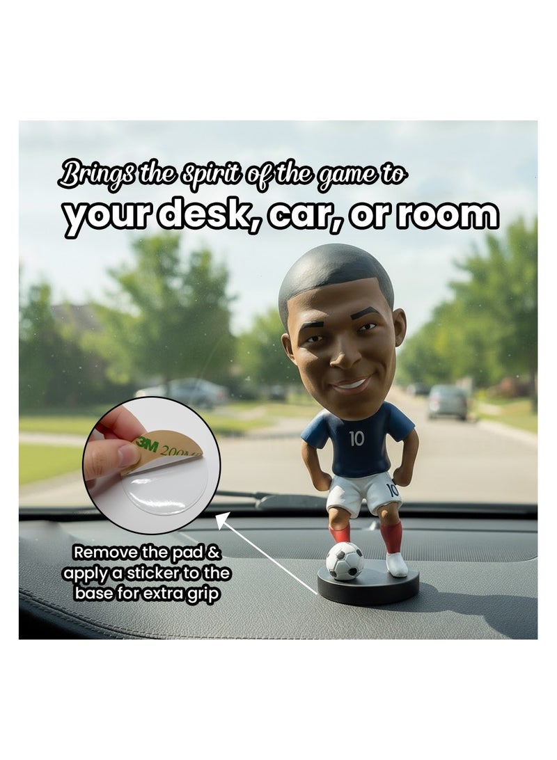 Football Super hero Bobble Head for car dashboard or desk and Football Stars jersey keychain (mbappe Bobblehead) - Image 2