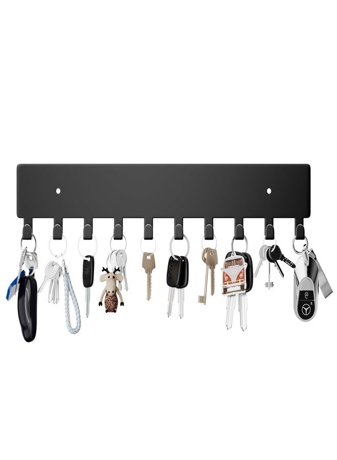 GTK Key Holder for Wall, Key Hooks with 10 Hooks, Wall Mounted Key Holder for Hallway, Self Adhesive Key Rack(Black) - Image 1
