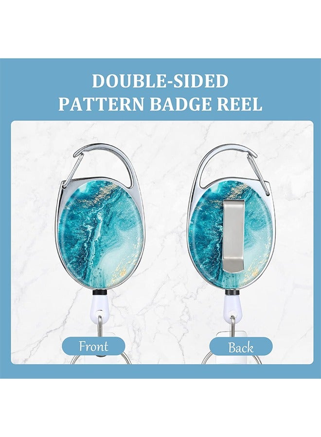 Generic 3 Pack Badge Reels Retractable, Double Sided Color Print Pattern Retractable Badge Holder with Retractable Keychain, Badge Clip and Key Ring, Durable Nylon Retractable Rope  - Image 2