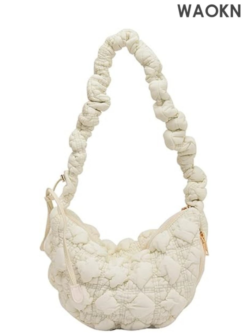 دبليو أيه أو كي أن حقيبة تسوق مبطنة للنساء - حقيبة تسوق مبطنة بكتف واحد، حقيبة رسول مبطنة صلبة، حقيبة صدر، حقيبة كروس بودي للعمل والسفر (أبيض) - Image 1