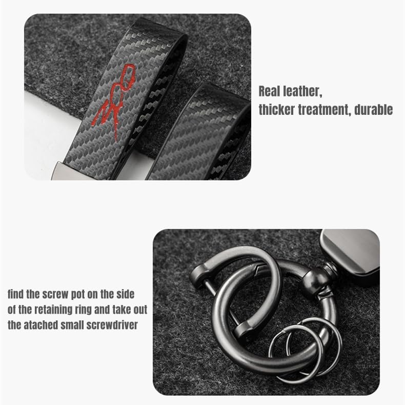 HUIANTS Carbon Fiber Style Car Keychain 300 Emblem Microfiber Leather Key Chain Compatible with Chrysler 300 300C 300S Accessories - Image 3