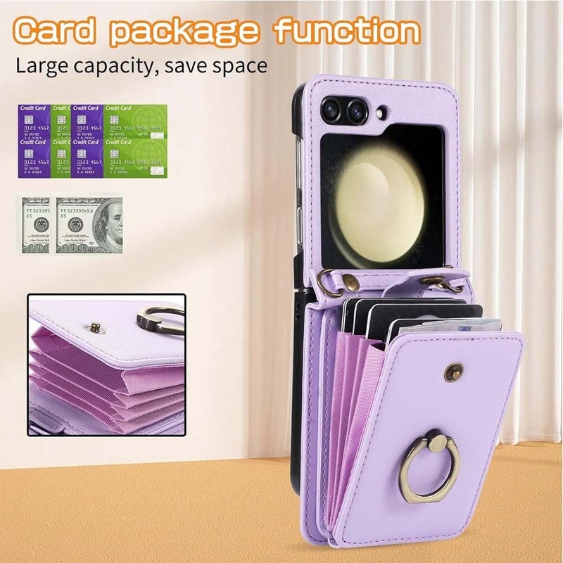 Scalebee Pouch Flip Cover for Samsung Galaxy Z Flip 5 / Flip5 Premiuim Leather 2 in 1 Wallet Case for Girl Women (Purple) - Image 2