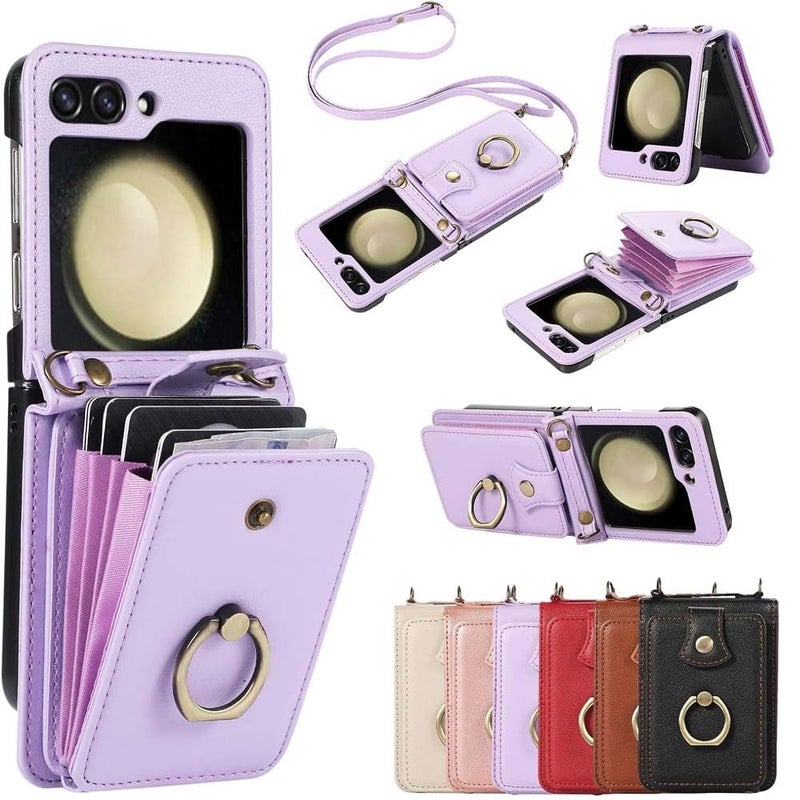 Scalebee Pouch Flip Cover for Samsung Galaxy Z Flip 5 / Flip5 Premiuim Leather 2 in 1 Wallet Case for Girl Women (Purple) - Image 1