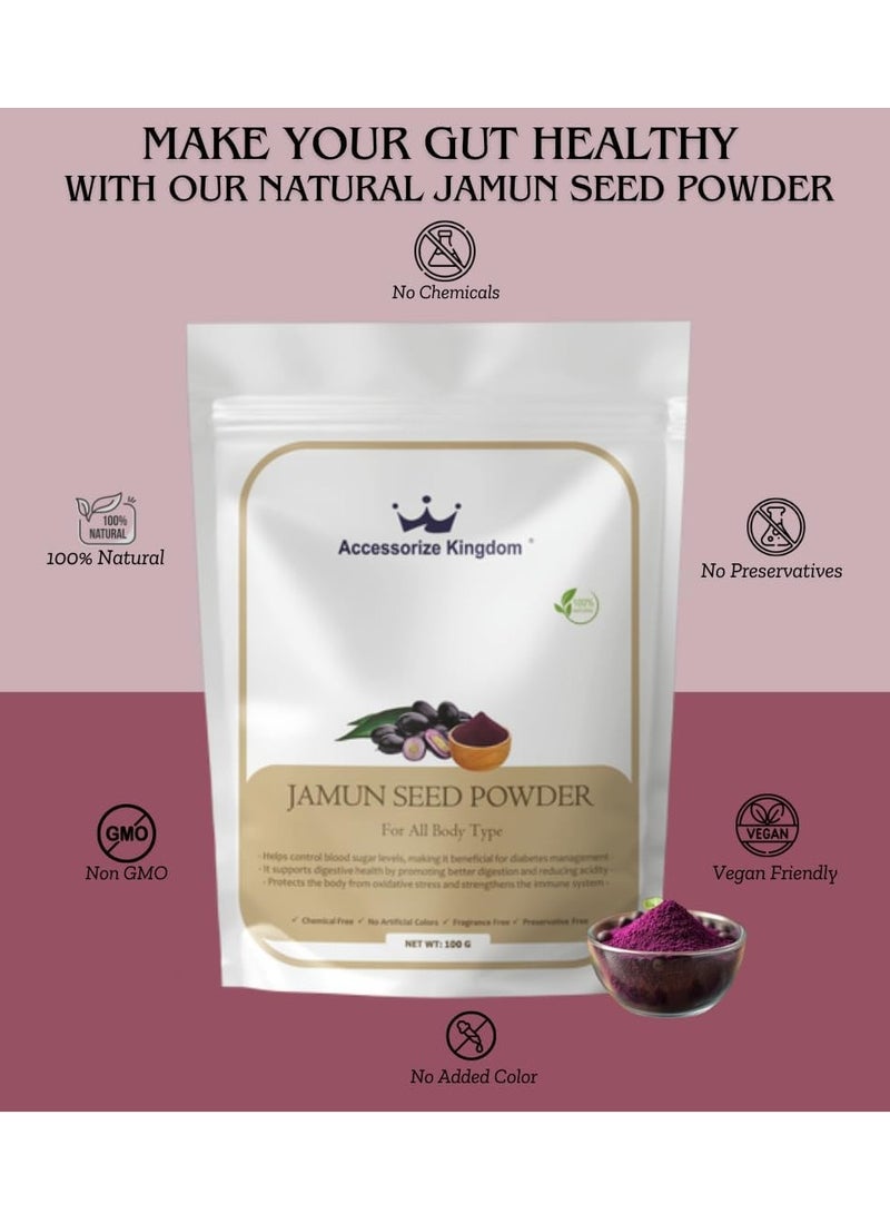 مملكة الإكسسوارات مسحوق جامون (100 غرام) - طبيعي ونقي 100% | مناسب للبشرة والشعر | يُحافظ على نضارة البشرة، ويُنظّم إفراز الزيوت، ويُقلّل من ظهور الشوائب | يُقوّي الشعر، ويُغذّي فروة الرأس، ويُعزّز نموّه. - Image 2