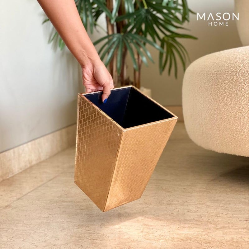 MASON HOME Vegan Leather Rose Gold Decorative Dustbin 1 pc L 75 x B 55 x H 105 Essential Utility Trash Garbage Hotels Bathroom Bedroom Kitchen Living Room Office - Image 5