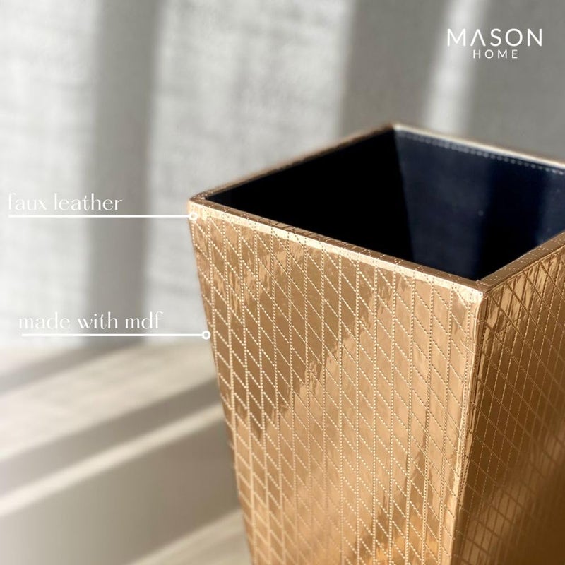 MASON HOME Vegan Leather Rose Gold Decorative Dustbin 1 pc L 75 x B 55 x H 105 Essential Utility Trash Garbage Hotels Bathroom Bedroom Kitchen Living Room Office - Image 3