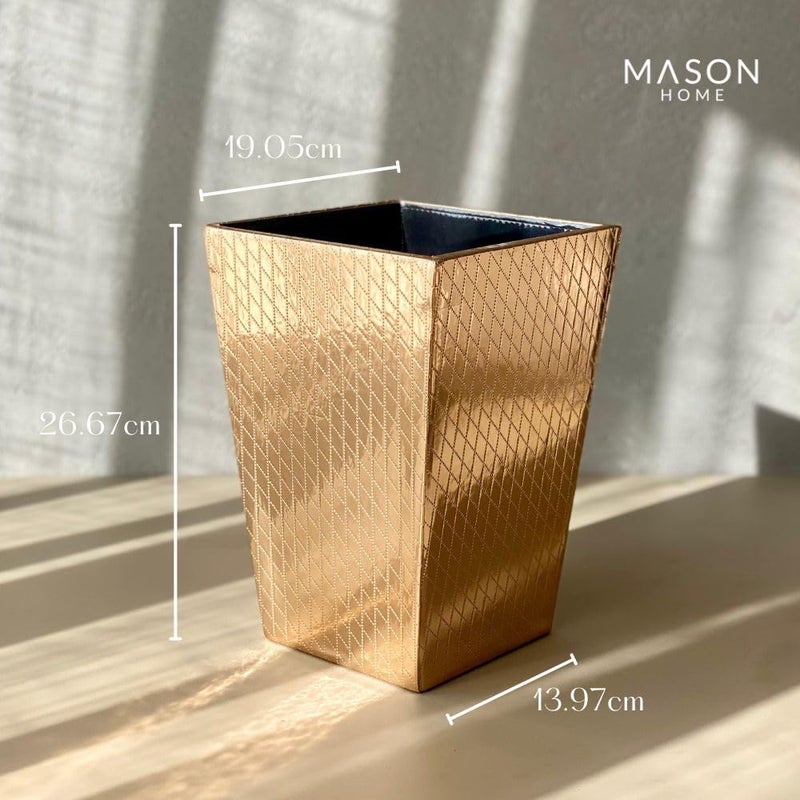 MASON HOME Vegan Leather Rose Gold Decorative Dustbin 1 pc L 75 x B 55 x H 105 Essential Utility Trash Garbage Hotels Bathroom Bedroom Kitchen Living Room Office - Image 4