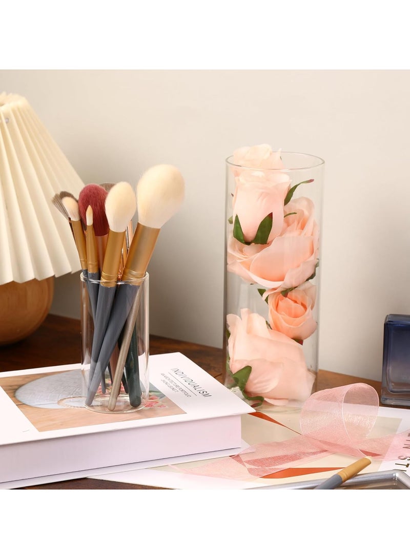 Home zone 4pcs Clear Glass Cylinder Vases, 4, 6, 7, 10 Inch Tall for Hurricane Floating Candle, Table Shelf, Party, Wedding, Home Décor - Image 3