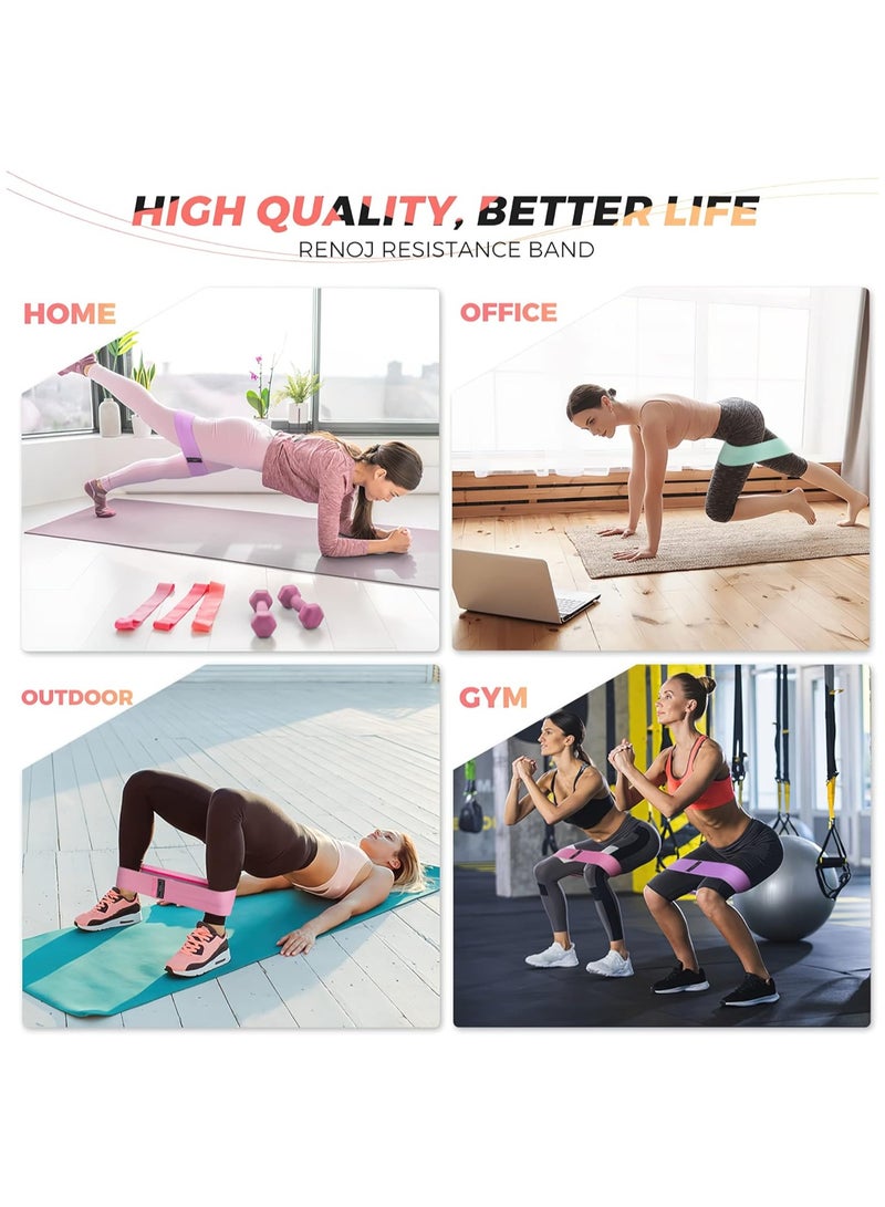 أشرطة مقاومة من القماش غير قابلة للانزلاق للنساء والرجال - أشرطة سميكة لتمارين اللياقة البدنية للأرداف والساقين والأرداف والأرداف والفخذين - أشرطة مرنة لتمارين اليوجا والبيلاتس للصالة الرياضية المنزلية (عبوة من 3 قطع) - Image 4