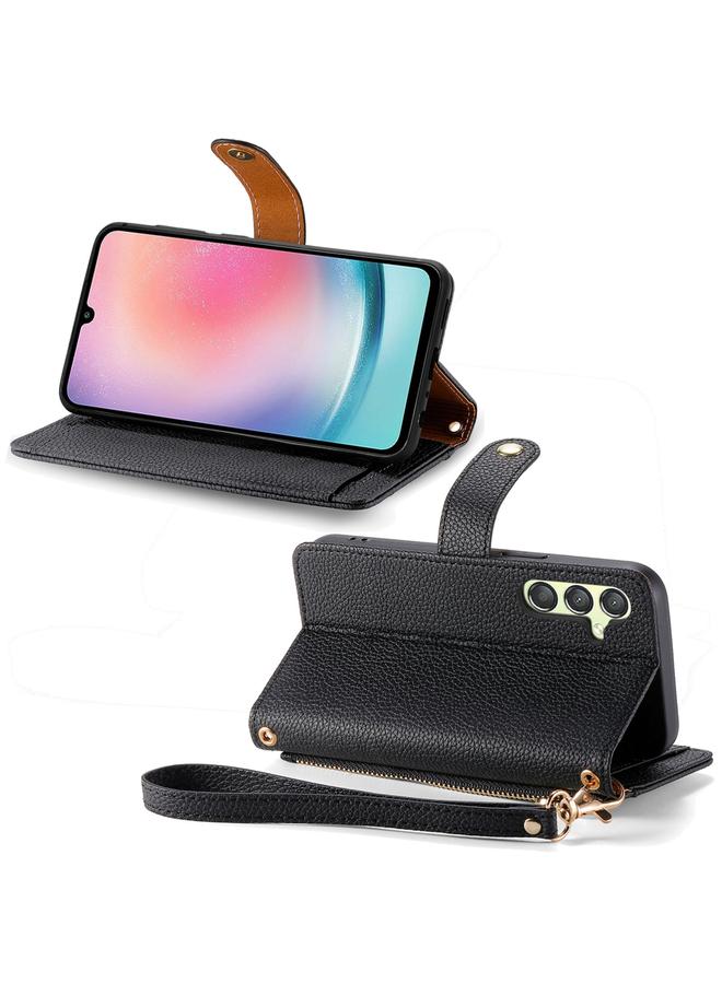 S-TOP Case For Samsung Galaxy A25 5G Love Zipper Lanyard Leather Phone Case - Image 4