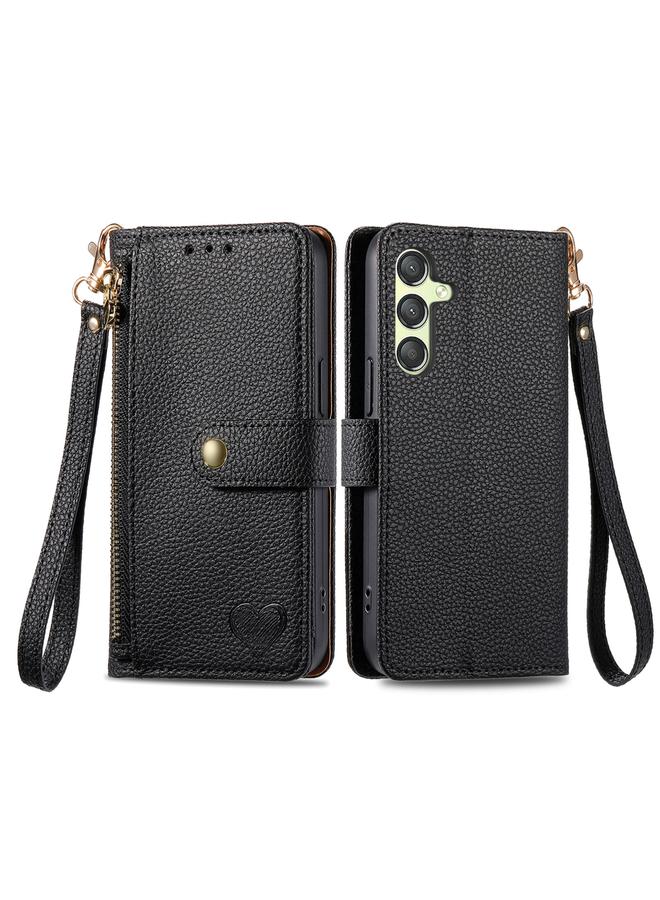 S-TOP Case For Samsung Galaxy A25 5G Love Zipper Lanyard Leather Phone Case - Image 2