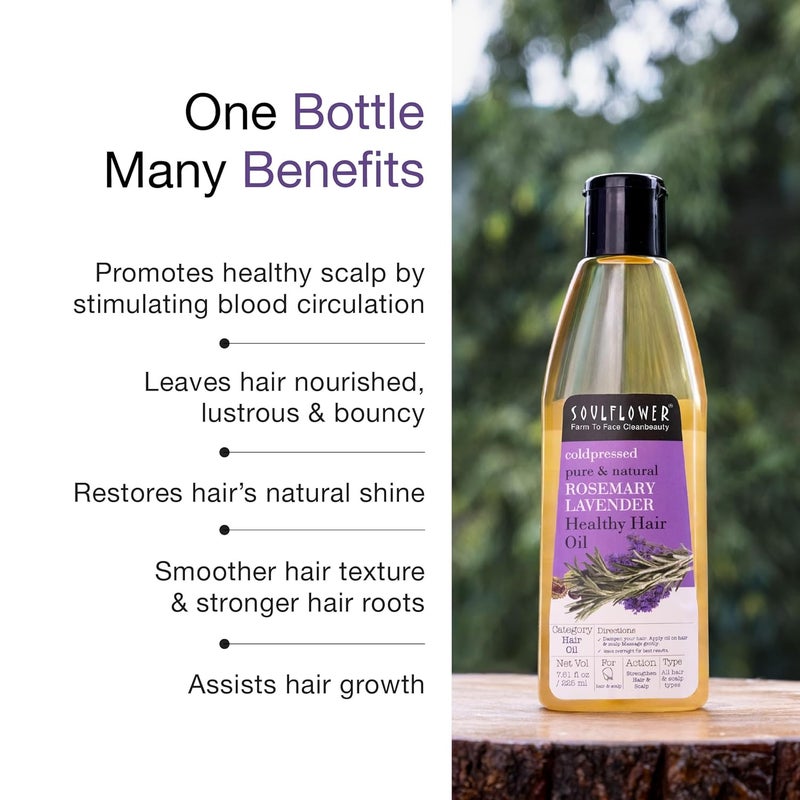 Soulflower Soulflower Rosemary Lavender Hair Oil for Healthy Hair Scalp Hair Roots 100 Pure Natural Undiluted Coldpressed Oil 225ml Pack of 2 - Image 5