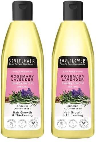 Soulflower Soulflower Rosemary Lavender Hair Oil for Healthy Hair Scalp Hair Roots 100 Pure Natural Undiluted Coldpressed Oil 225ml Pack of 2 - Image 1
