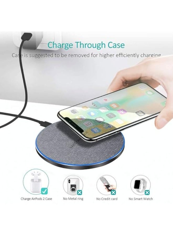 20W Fast Wireless Charger, Max Wireless Charging Pad for iPhone 16/15/14/13/12/SE/11, for Galaxy S24/S23/S22/S21/S20, for Galaxy Buds/Buds+ (Fabric Grey) - Image 3