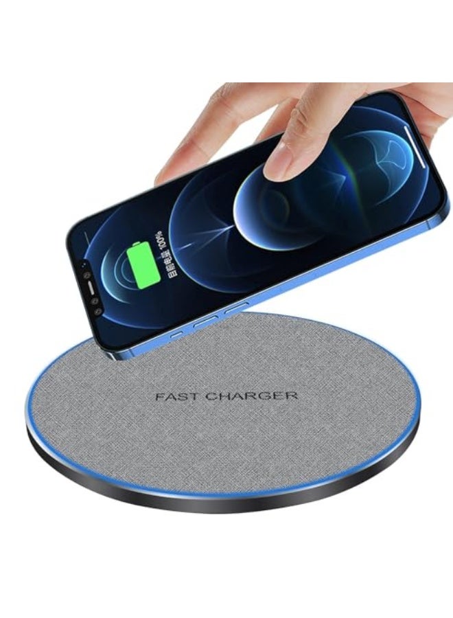 20W Fast Wireless Charger, Max Wireless Charging Pad for iPhone 16/15/14/13/12/SE/11, for Galaxy S24/S23/S22/S21/S20, for Galaxy Buds/Buds+ (Fabric Grey) - Image 1