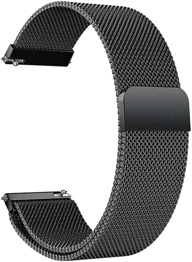 VEROX Stainless Steel 20mm Watch Strap with Magnetic Lock Compatible with Samsung Galaxy, Fast-Track, Ptron, Amazfit,Boat, Fire Boltt, Noise, Dizo, Amazfit, Beatxp All 20MM Watch- Black