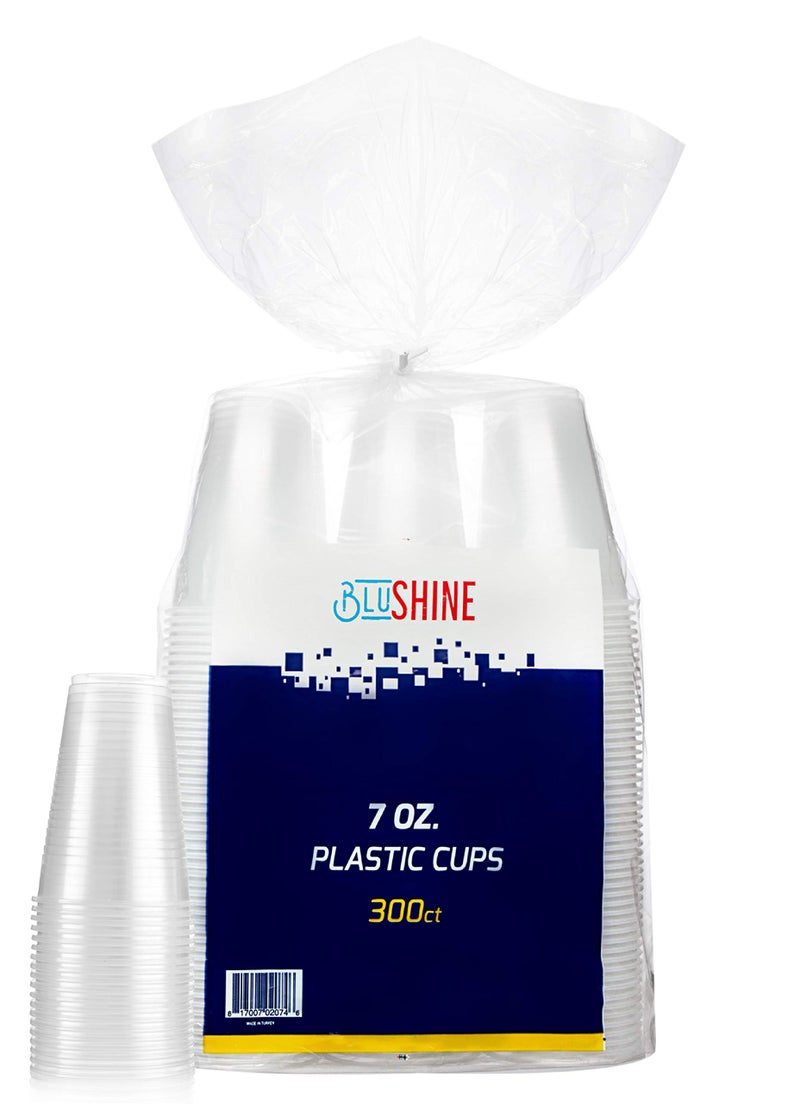 BluShine 300 Pack 7 Ounce Clear Plastic Disposable Cups BPAFree Durable Stackable  Crack Resistant Drinkware  NonStick Easy to Pull Apart  Ideal for Home Office or Business