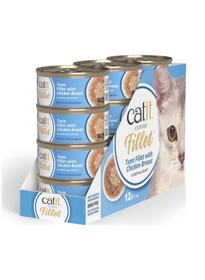 Cuisine Tuna Fillet With Chicken In Broth Wet Cat Food - 75 GM (Pack Of 12)