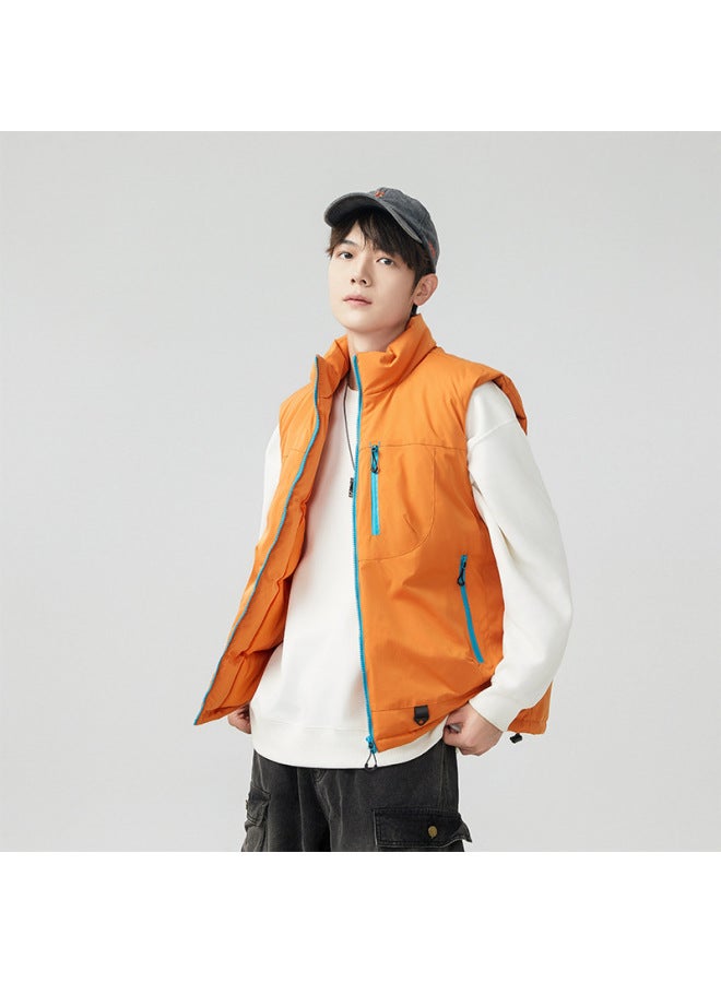 Color Block Winter Running Windproof Down Sports Vest Sleeveless Training Vest