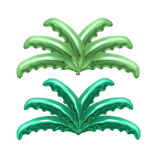 Creaides 12pcs Palm Tree Leaves Balloons Helium Foil Green Coconut Tree Leaves Balloons for Birthday Wedding Baby Shower Hawaii Luau Tropical Party Decorations - Image 1