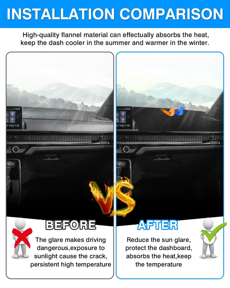 Autorder Dashboard Cover Mat for 2023 2024 2025 2026 Honda CR-V CRV Accessories Dash Cover Flannel Dash Mat Sunshade Glare UV Rays Protector(Without Hud) - Image 3