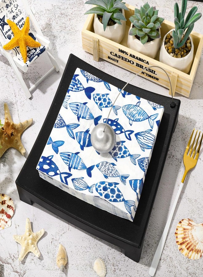AnyDesign 80Pcs Fish Paper Napkins Watercolor Sea Ocean Luncheon Napkins Blue Decorative Dinner Hand Napkin for Fishing Party Home Restaurant Kitchen Supplies - Image 3