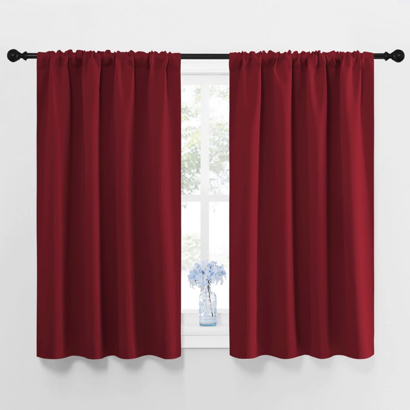 NICETOWN Burgundy Curtains Blackout Drape Panels - Lights Block Out Window Treatment Curtain Sets for Home Decoration on Christmas & Thanksgiving Day (Set of 2 Panels, 42 by 45-Inch) - Image 1