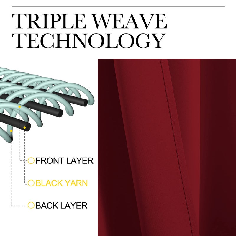 NICETOWN Burgundy Curtains Blackout Drape Panels - Lights Block Out Window Treatment Curtain Sets for Home Decoration on Christmas & Thanksgiving Day (Set of 2 Panels, 42 by 45-Inch) - Image 4