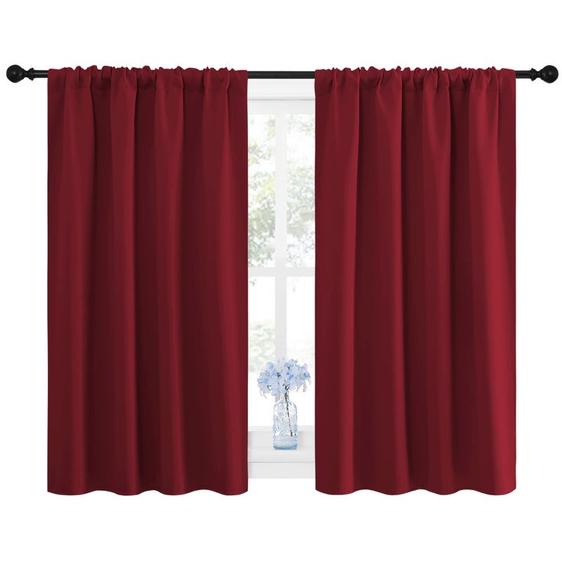 NICETOWN Burgundy Curtains Blackout Drape Panels - Lights Block Out Window Treatment Curtain Sets for Home Decoration on Christmas & Thanksgiving Day (Set of 2 Panels, 42 by 45-Inch) - Image 2