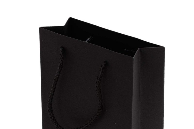Amit Marketing Black Paper Carry Bag I 250 GSM Kraft Matt Lamination Paper Bags with Braided Cotton Handle I for Return Gifts Carrying Packaging Shopping Grocery Parcel Take Out - L10xW4xH12 Inch (10 Pcs) - Image 2