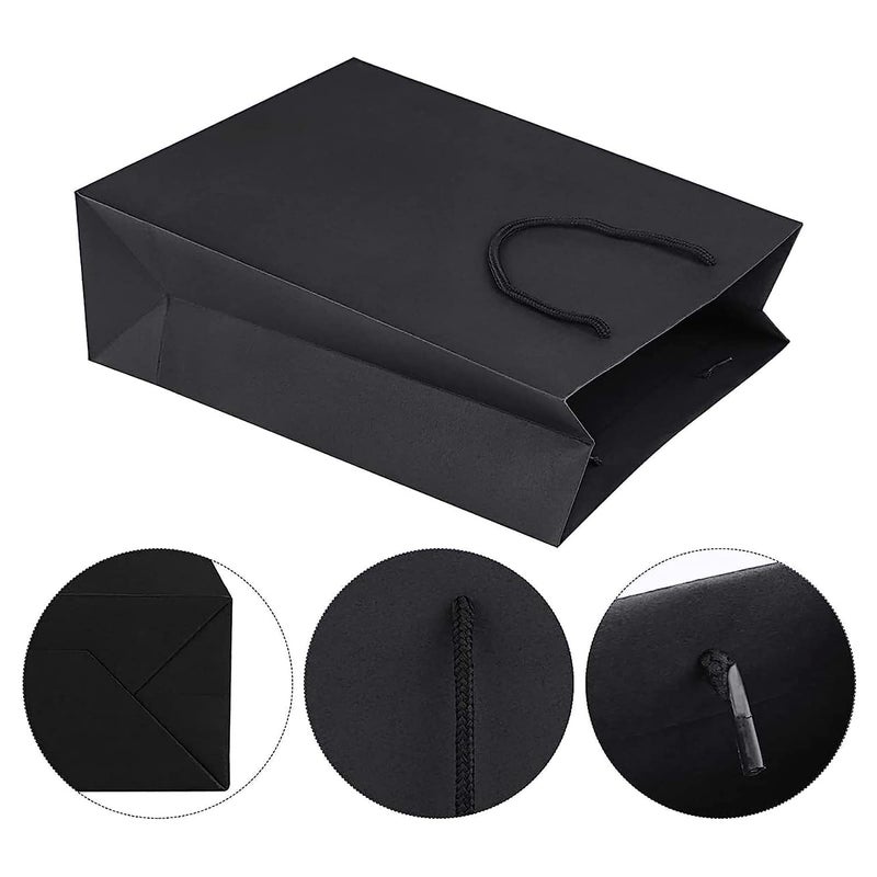 Amit Marketing Black Paper Carry Bag I 250 GSM Kraft Matt Lamination Paper Bags with Braided Cotton Handle I for Return Gifts Carrying Packaging Shopping Grocery Parcel Take Out - L10xW4xH12 Inch (10 Pcs) - Image 4