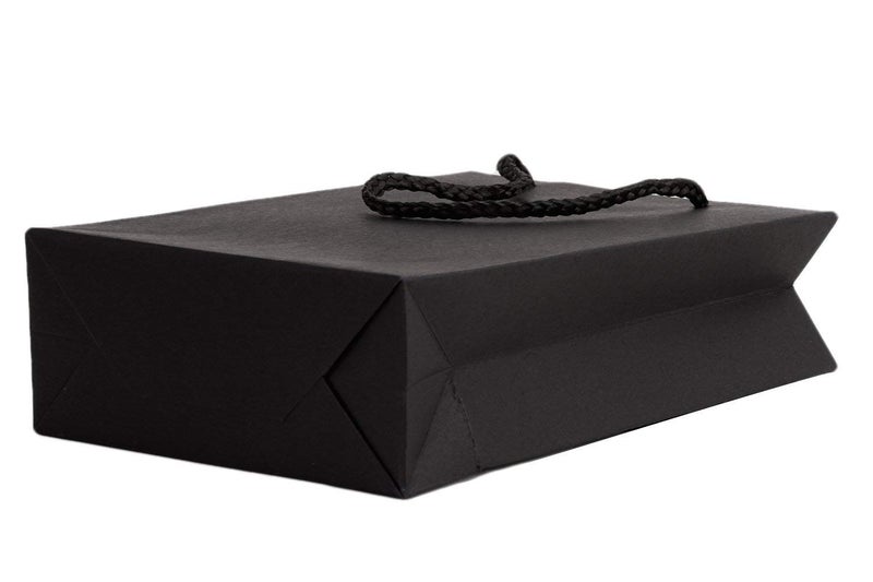 Amit Marketing Black Paper Carry Bag I 250 GSM Kraft Matt Lamination Paper Bags with Braided Cotton Handle I for Return Gifts Carrying Packaging Shopping Grocery Parcel Take Out - L10xW4xH12 Inch (10 Pcs) - Image 3