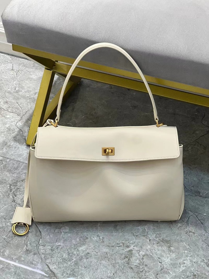 High-End Lock Armpit Bag, Fashionable Commuter Shoulder Crossbody Bag, Soft Waxy Tote Large Capacity Bag - Image 3