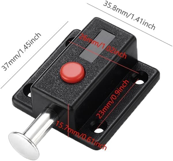 Valajogi 6 Pcs Automatic Spring Loaded Door Latch Lock ABS Plastic Push Security Bolt for Windows Cabinets Drawers Kitchen Furniture Sliding Locks Home Safety & Window Cabinet Drawer (Black) - Image 2