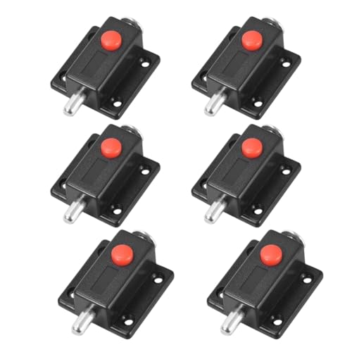 Valajogi 6 Pcs Automatic Spring Loaded Door Latch Lock ABS Plastic Push Security Bolt for Windows Cabinets Drawers Kitchen Furniture Sliding Locks Home Safety & Window Cabinet Drawer (Black) - Image 1
