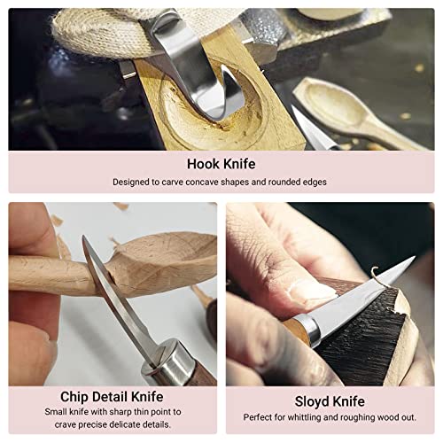 Cor cordium Wood Whittling Kit with Basswood Blocks Sets for Adults and Kids Beginners,Carving Set Includes 3pcs Widdling Knife & 8pcs Blocks & Gloves,Gifts for Christmas,Children's Day,Fathers Day,Mothers Day - Image 3