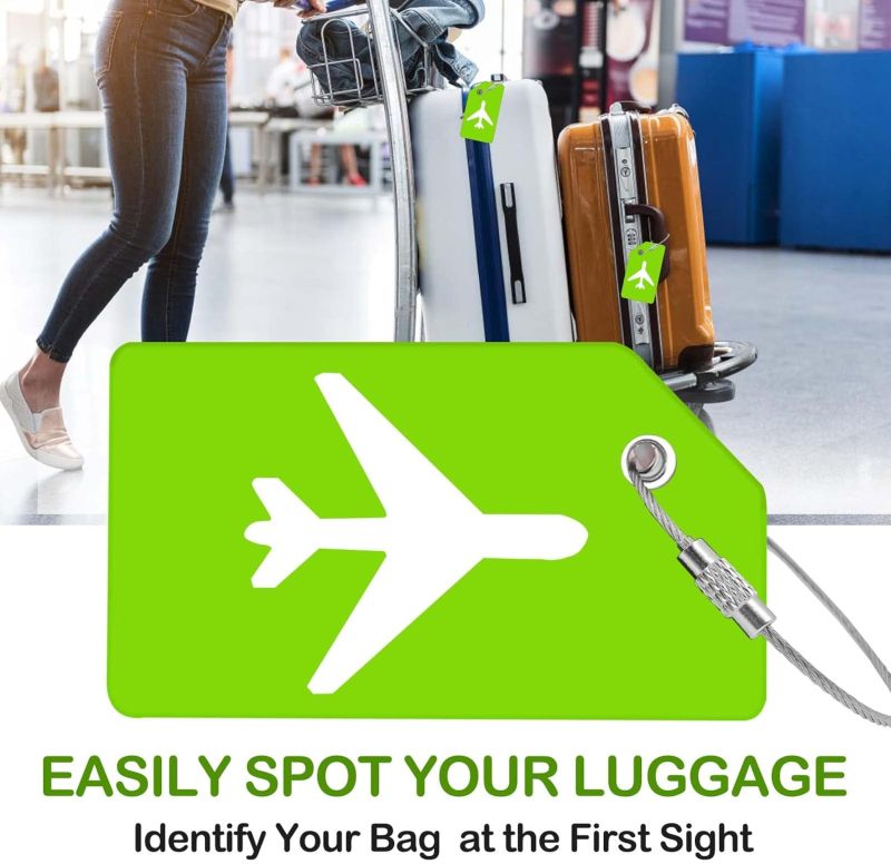 Luggage Tags: 3.7"*2" Green Silicone Bendable & Durable Privacy Protection - Quick Recognition Identifier for Travel Suitcases Backpacks Bags Cruise - Image 4