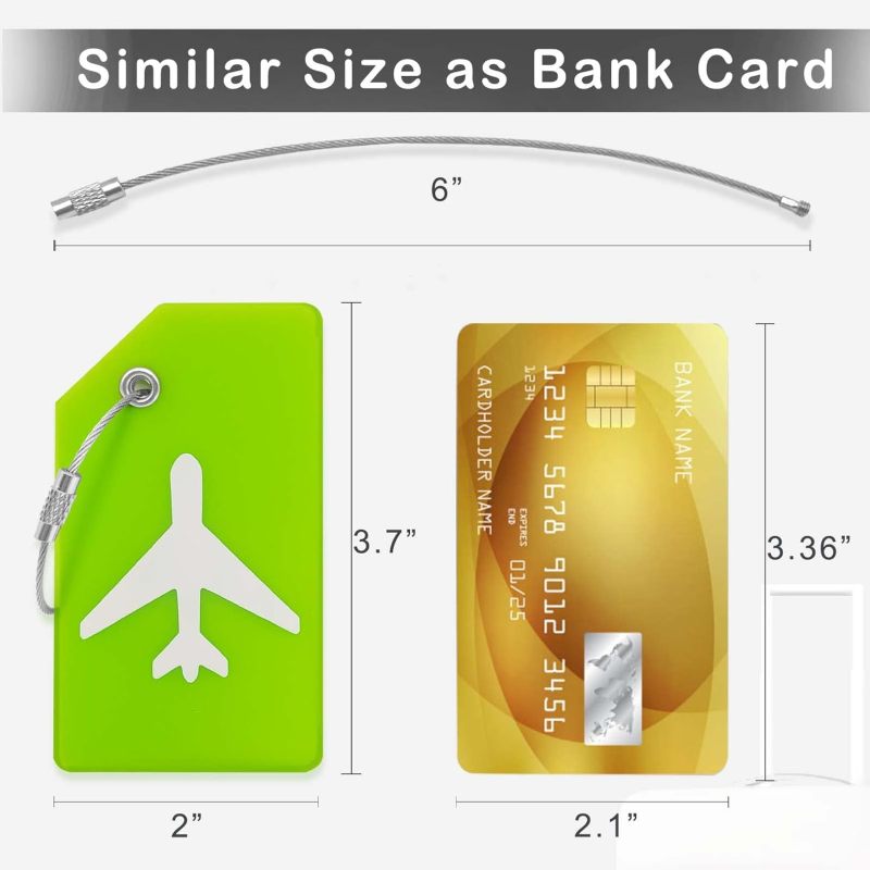 Luggage Tags: 3.7"*2" Green Silicone Bendable & Durable Privacy Protection - Quick Recognition Identifier for Travel Suitcases Backpacks Bags Cruise - Image 2