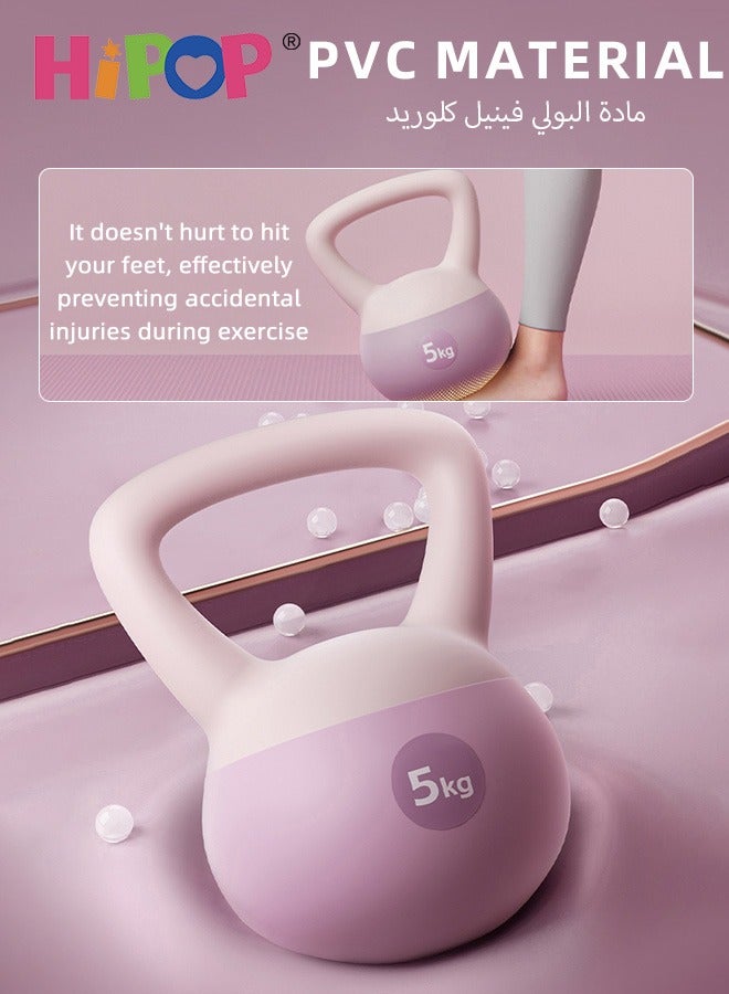 HIPOP 5KG PVC Soft Kettlebell, Strength Training Kettlebells with Iron Sand Inside, Fitness Kettlebell with Non-slip Handle for Weightlifting, Core Training, Squat, Body Shaping - Image 2