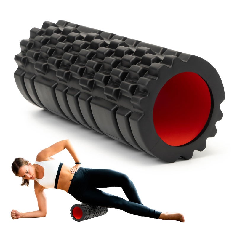 Krightlink Foam Roller for Deep Tissue Massager, 13" High Density Exercise Patented Roller for Muscle Massage and Myofascial Trigger Point Release Back Roller for Fitness, Yoga and Pilates (Black) - Image 1